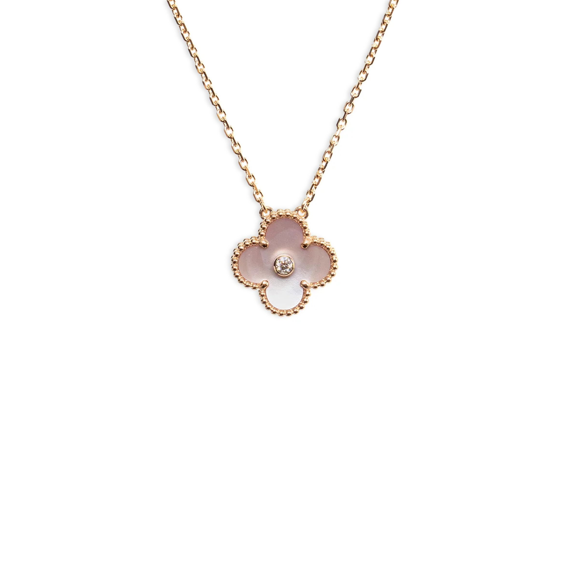 VAN CLEEF ARPELS 2025 HOLIDAY PENDANT PINK MOTHER OF PEARL ROSE GOLD